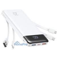Powerbank Charmast W2065 PD3.0 3A 22,5W 20000 mAh with built-in cables USB A / USB C / Lightning / Micro USB White
