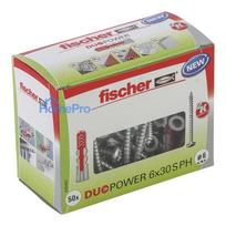 fischer DuoPower 6x30 S PH plugs with screws 6 x 30 mm, 50 pieces