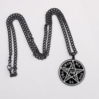 King of Pentacles 35 Solomon Enoch Protection Seal Four-Word God Name Kabbalah Star Pendant Necklace 50cm (Necklace Size） gray
