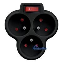 Power Extension Cord - DPM 3 Outlet Power Strip 16A 250V Black