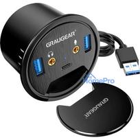 Graugear Tisch-HUB, USB 3.0 2x Type-A / 1x Type-C, Audio connection, 60 mm