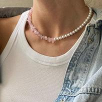 Vintage Sexy Zircon Heart Pendant Necklace For Women Boho Geometric Transparent Crystal Imitation Pearl Chain Jewelry brown
