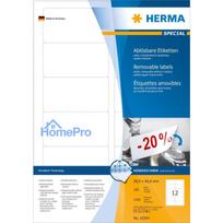 Herma Removable stickers Movables A4, white, matte paper, 1200 pcs., rounded corners (10304)