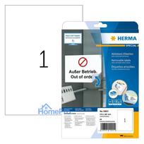HERMA Labels A4 white 210x297 mm removable paper 25 pcs.