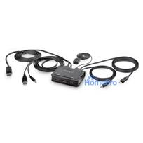 STARTECH.COM 2-Port Hybrid USB-C DisplayPort Kabel KVM Switch 4K 60Hz Mini KVM Switch mit 1,8m USB-A / DP / Audio & 1,2m