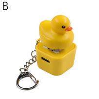 Quacking Duck Croaking Frog Keyboard Fidget Led Light Clicker Toys With Sounds,Type-C Rechargeable Stress Relief Keychain 1Pc yellow