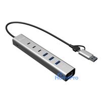 D I-TEC USB-C / USB-A Metal HUB 6 port 3x USB-C 3.2 Gen1 3x USB-A 3.2 Gen1 1x GLAN Power Delivery 85W