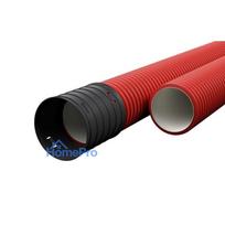 Red corrugated pipe D50 / d42 with rope Ecopipe (halogen-free, 50m)