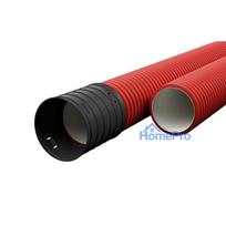 Red corrugated pipe D75 / d61 with rope Ecopipe (halogen-free, 50m)