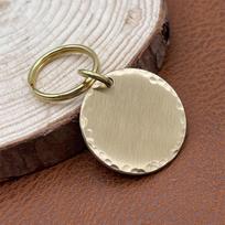 Brass Dogs Tag Personalized Pet ID Tags Engraving Puppy Anti-lost Collars Tag Dog Cat Name Pets Dog Accessories Supplies Custom 20X20mm beige