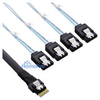 INLINE Slim SAS Kabel SFF-8654 zu 4x SATA 7-pin 12GB / s 0,5m