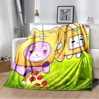 Lankybox Boxy ir Foxy pliušinis pledas, YouTube interneto įžymybė, vaikiška dovana, draugo dovana, augintinis, Justin Kroma ir Adam McArthur 40x50in
