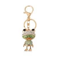 Keychain Pendant Sparkling Rhinestones Frog Design Key Chain with Lobster Clasp Anti-Oxidation Lightweight Backpack Accessory beige