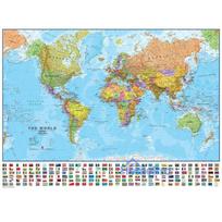World political map 53×68cm, 1:60 million, laminated, with metal holders