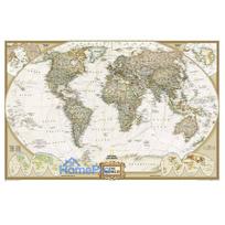 World map National Geographic, antique 1:22.44 million, 122x185 cm, laminated