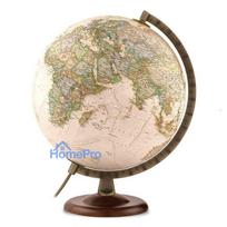 Globe National Geographic antique, diameter 30 cm, English. Metal meridian, walnut base