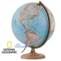 Globe National Geographic 30cm diameter, walnut base, metal meridian, English language