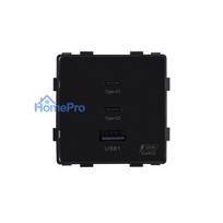 Greito krovimo rozetė Feelspot su USB+C+C jungtimis, 65W, juoda