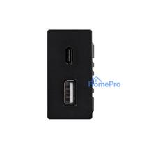 1 / 2 greito krovimo lizdas Feelspot USB+C, be rėmelio, juodas, 20W