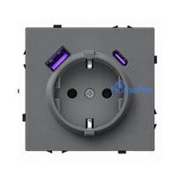 Kištukinis lizdas su USB A+C jungtimis Feelspot FSKL1A1CG, 20W, pilkas