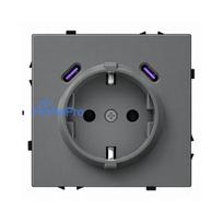 Kištukinis lizdas su USB C+C jungtimis Feelspot FSKL1CCG, 20W, pilkas