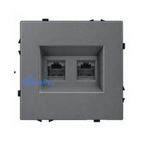 Dvigubas interneto lizdas CAT 6 Feelspot FSIN2CAT6G, pilkas