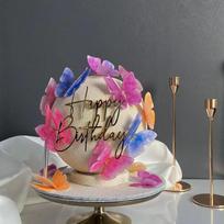 INS New Happy Birthday Cake Toppers for Baby Kids Adult Birthday Party Cake Decoration Gold Silver Acrylic DIY Baking Cake Tools gray