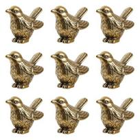 1/9 vnt. Senovinis paukščio vyrio galvutė Dekoratyvinis viršus Mini žvirblis Metalinė figūrėlė Statulėlė Senovinis gyvūnas Vyrio galvutė Namų papuošalas 9pcs beige