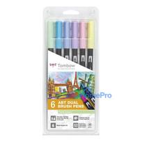 Tombow ABT-6P-2 Dual Brush Pen Set - 6 Colors - Fine Bullet & Brush Tip - Multicolour