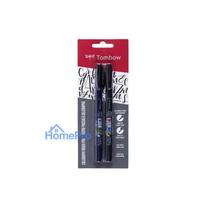 Tombow WS-BHS-2P Dual Brush Pen Set - Melns - 2 gabali - Blister iepakojums