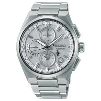 SEIKO Astron Series 100m Water Resistant Solar Quartz Movement Titanium Strap Watch 42mm SSH159 Silver Dial white