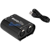 DMX interfeiss EUROLITE USB / LAN-DMX 2x512ch (model 51860117) — USB un Ethernet savienojums apgaismojuma vadībai
