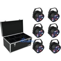 LED PAR gaismekļu komplekts EUROLITE 20000626, 6×36W RGB, skatuves izgaismošanai