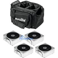 EUROLITE Flat Light Set 4x AKKU 20000425 ar mīksto somu - 4 gab. akumulatora plakano paneļu apgaismojuma komplekts