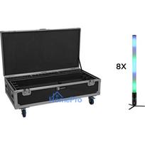 EUROLITE komplekts 8x AKKU IP Pixel Tube 360° PRO CRMX + Flightcase ar riteņiem un lādētāju