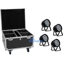 EUROLITE komplekts 4x AKKU IP PAR 14 HCL QuickDMX + Flightcase IP65 skatuves apgaismojuma komplekts