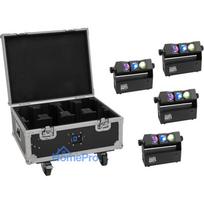EUROLITE komplekts 4x AKKU MBT-3 Spot MK2 LED augšupvērstie prožektori + Flightcase ar riteņiem un uzlādes funkciju