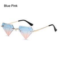 Festival Prom Rave Party Rimless Sun Glasses Retro Shades Diamond Shaped Triangle Sunglasses for Women white