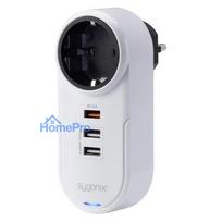 Sygonix SY-4512994 Schuko kontaktligzdas adapteris ar 2 USB uzlādes portiem, balts