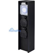 Sygonix SY-6121656 dārza kontaktligzda ar 2 ligzdām un taimeri IP44 melna ar zemes tapu