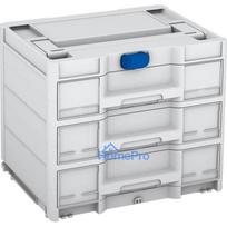 TANOS Systainer³ Sortainer / 3 M 337 modulārais detaļu organizators ar 3 atvilktnēm, ABS plastmasa, gaiši pelēks / antra