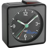 TFA Dostmann 60.1013.01 Push Electronic Alarm Clock - Analog, Black, Silent Sweep, Snooze, Backlight