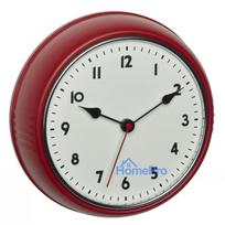 TFA Dostmann 60.3541.05 radio kontrolēts sienas pulkstenis, apaļš, sarkans metāla rāmis, stikla pārsegs, 240 mm diametrs