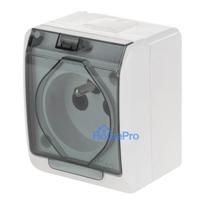 ELEKTRO-PLAST NASIELSK Hermes Single Surface-Mounted Weatherproof Socket with Earthing 16A IP44 Smoked Flap GNT 0321-01