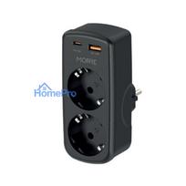 Extension Cord - Morre M410 2 AC Outlets USB-C And USB-A 2 Port Adapter