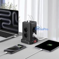 Extension Cord - Morre M413, 8 AC Outlets, 2 USB-C, 2 USB-A, 2 m