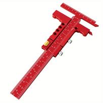Precision Sliding Edge Ruler - Woodworking Scriber Marking Line Ruler - Adjustable T-Square MM & Inch Framing Ruler Depth Gauge raudona
