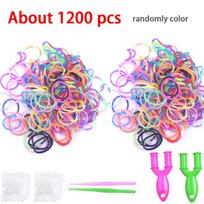 600-1800pcs+ Colorful Loom Bands Set Candy Color Bracelet Making Kit DIY Rubber Band Woven Bracelet Kit Girls Craft Toys Gifts