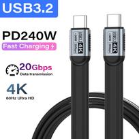 PD240W USB 5.0 Type C to Type C Cable 80Gbps ThunderBolt 5 USB-C Data Cord 16K@60Hz USB C Cable for iPhone 17 Pro Max MacBook 4K/0.15m black