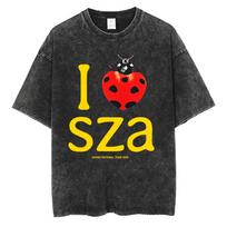 I Love SZA Grand National Tour 2025 Washed Vintage T-shirt Men Women Hip Hop Oversized Tshirt Men's High Quality Cotton T Shirts 2XL įvairiaspalvis